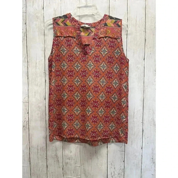 ARTISAN NY SIZE S SLEEVELESS FLORAL VNECK BLOUSE - Picture 1 of 6